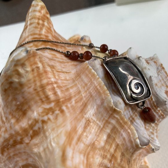 Retired Silpada sterling silver pendant and gems on sterling silver chain - Picture 3 of 10